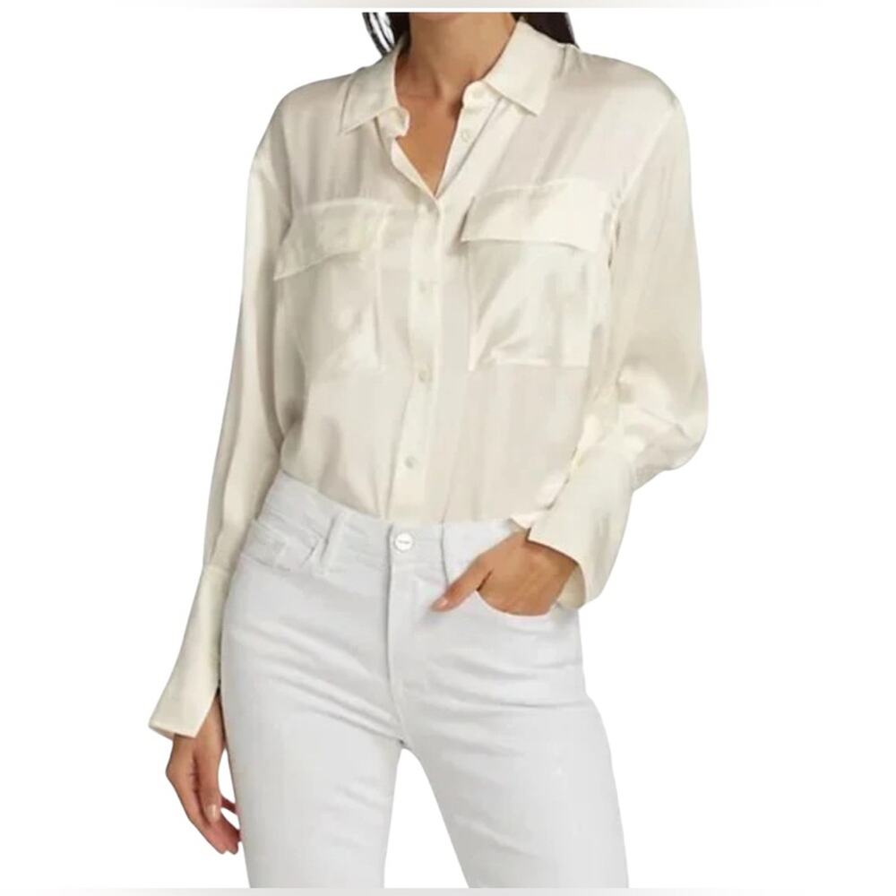 Frame The Satansard Stretch Silk Button-Up Shirt Size:S